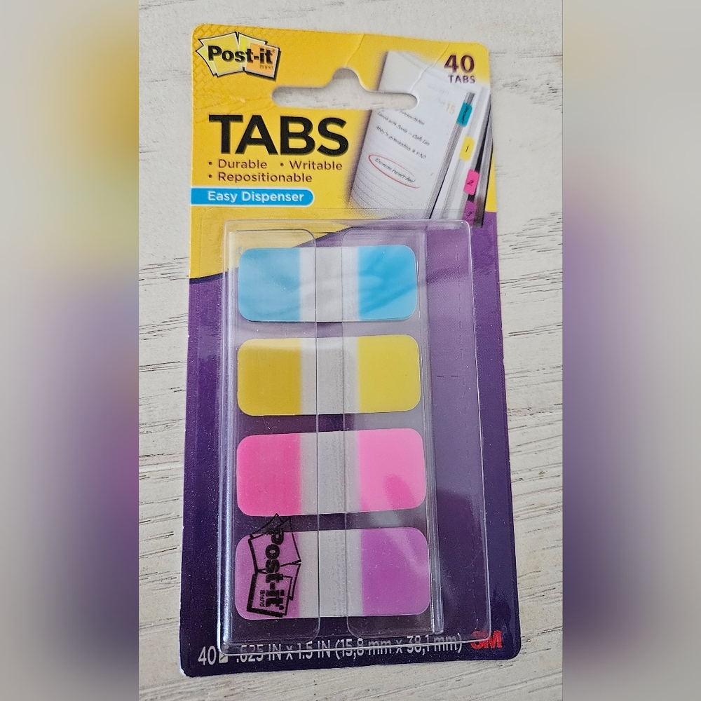Post-it Tabs 676-AYPV .625 in x 1.5 in 40 Tabs In 4 Colors New In Package